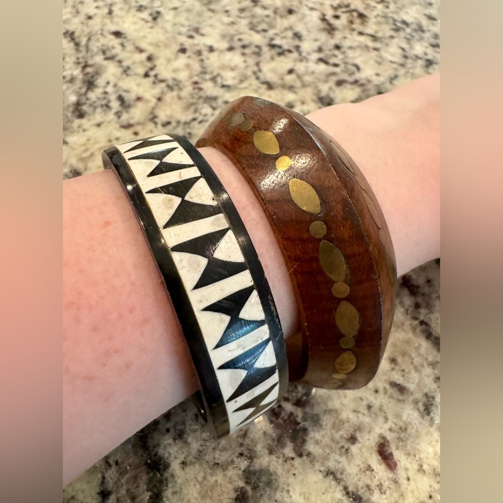 Set of Two Wooden Bangles